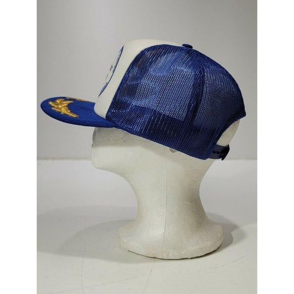 JKM Enterprise Martin Electric Blue White Mesh Snapback Cap Hat w/Scramble Eggs - Picture 2 of 10